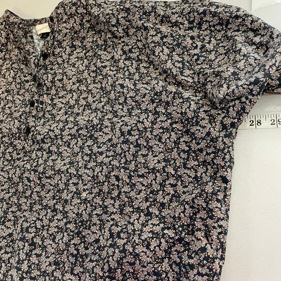 Universal Thread Black Brown Bohemian Quarter Button Down Blouse Women's XS - Picture 9 of 11